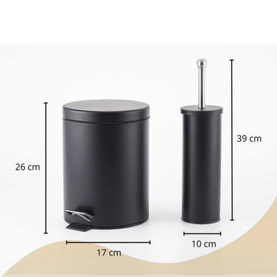 Set Tacho de Basura 5L + escobilla NEGRO