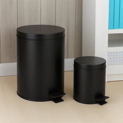 SET CESTO DE BASURA ALUMINIO 20 L + 3L NEGRO