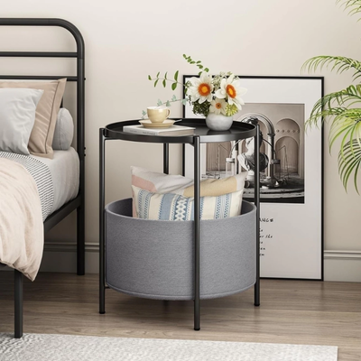 Mesa Ratona Auxiliar Bandeja Removible 2 Niveles Redonda