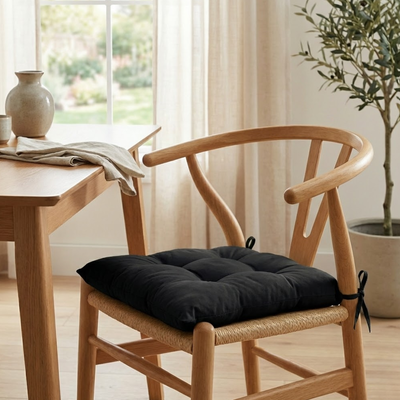 Almohadón para Silla 42x42 cm Liso Negro con Relleno Moderno