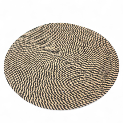 Individual Circular de Yute y Algodón Negro 40x40 cm para Mesa Moderna