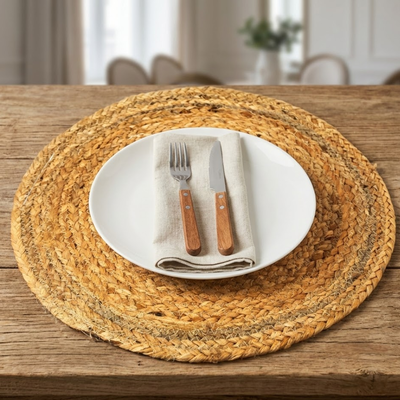 Individual Circular de Yute Liso 38x38 cm para Mesa Estilo Natural