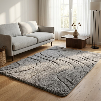 Alfombra 120x180 cm Pelo Corto con Relieve Gris Moderna para Living