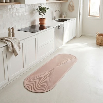 Alfombra Ovalada 40x120 cm Beige y Natural Antideslizante para Pasillo y Cocina