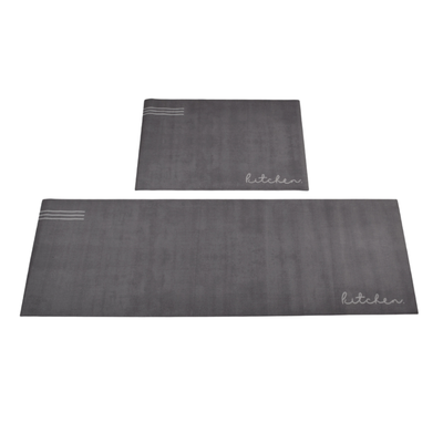 Set x2 Alfombras Kitchen Gris 40x60 cm + 40x120 cm Antideslizantes Lavables Cocina