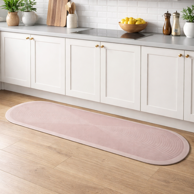 Alfombra Ovalada 40x120 cm Beige y Natural Antideslizante para Pasillo y Cocina