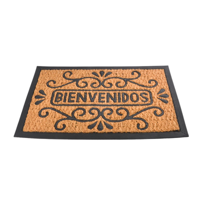 Felpudo de Goma con Coco 40x60 cm Bienvenidos Antideslizante Exterior