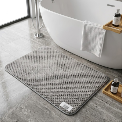 Alfombra Microfibra 40x60 cm Topitos Gris para Baño Suave y Absorbente