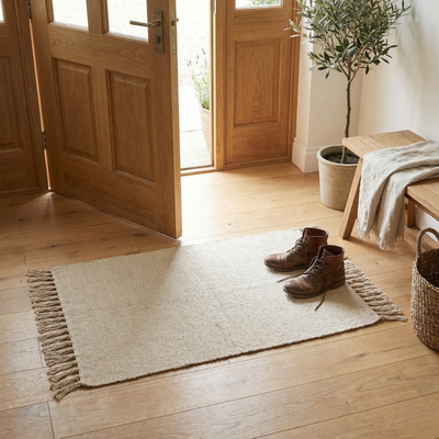 Alfombra 50x80 cm Lisa Natural para Baño Cocina o Entrada Estilo Nórdico