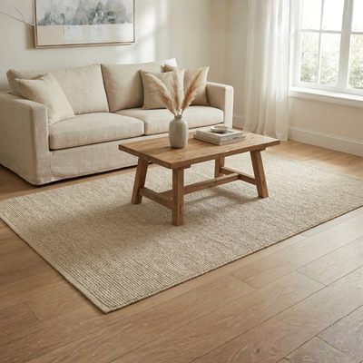 Alfombra Algodón Natural 160x230 cm Grande para Living Estilo Boho