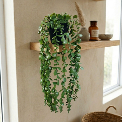 Planta Colgante Artificial 60cm con Maceta Decorativa