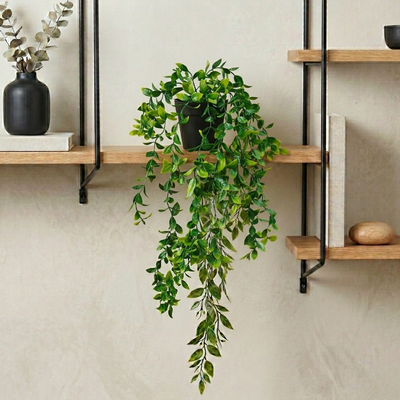 Planta Colgante Artificial 60cm con Maceta Decorativa