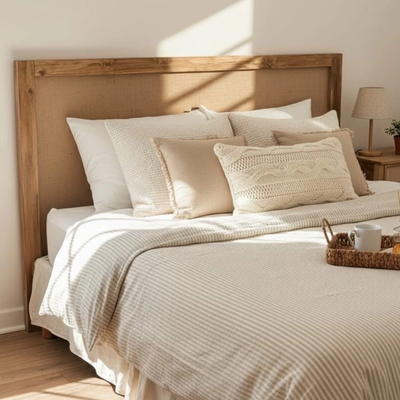 Respaldo de Cama Álamo y Fibras Naturales 150cm x 120cm de Alto