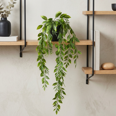 Planta Colgante Artificial 70 cm con Maceta Decorativa