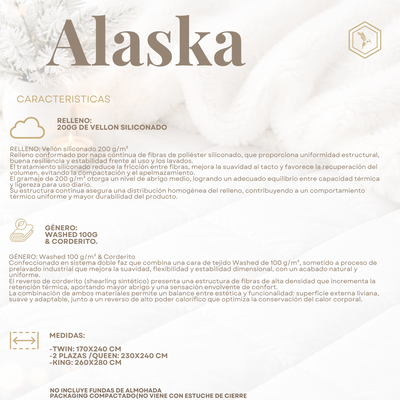 Edredon Alaska Doble Capa con relleno y Corderito 2 1/2 plazas y Queen