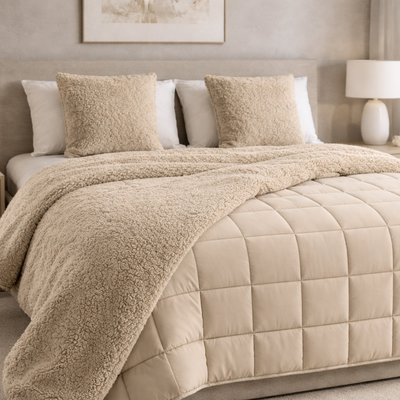 Edredon Alaska Doble Capa con relleno y Corderito Twin