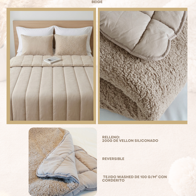 Edredon Cozy Doble Capa con relleno y Corderito Twin