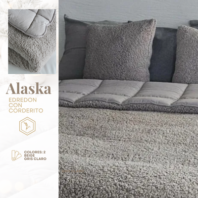 Edredon Alaska Doble Capa con relleno y Corderito 2 1/2 plazas y Queen