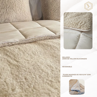 Edredon Alaska Doble Capa con relleno y Corderito King