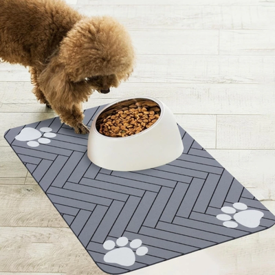 Alfombra Absorbente Para Mascotas Comedero 60x40 Cm Gris