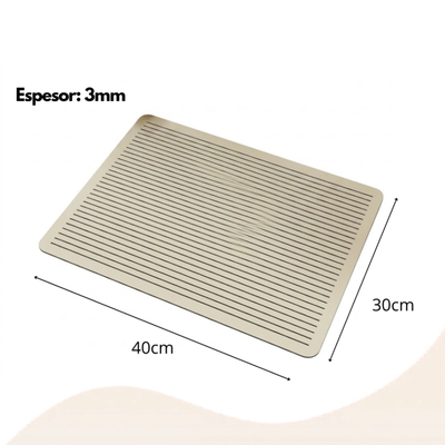 Alfombra Absorbente Antideslizante Para Cocina / Mide 40x30 Cm / Espesor 3 Mm / Escurridor Secado Rapido / Diseño Rayado / Color Beige