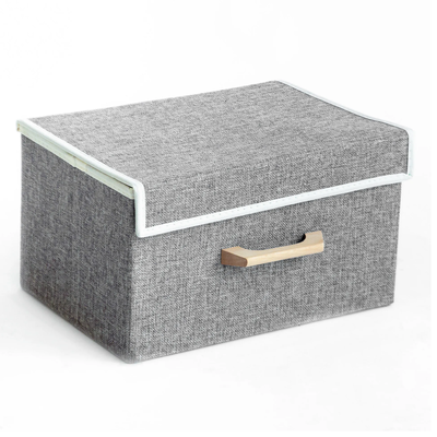 Caja organizadora plegable chica de lino gris oscuro Niza