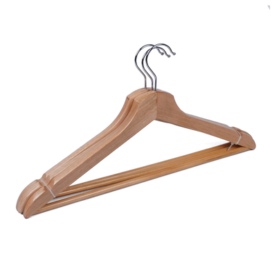 Set x3 perchas de madera natural lustrada Hang