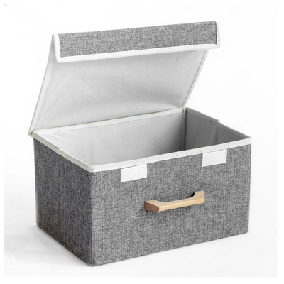 Caja organizadora plegable chica de lino gris oscuro Niza