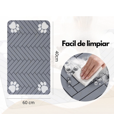 Alfombra Absorbente Para Mascotas Comedero 60x40 Cm Gris