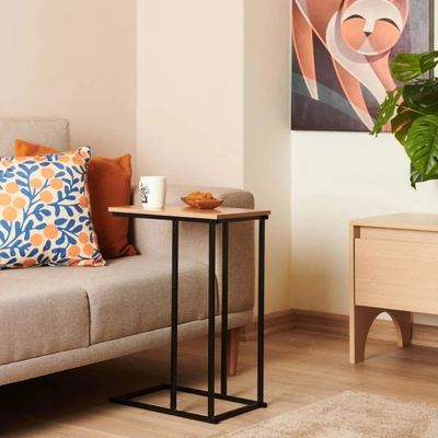Mesa De Arrime Auxiliar Moderna Calidad Hierro Madera