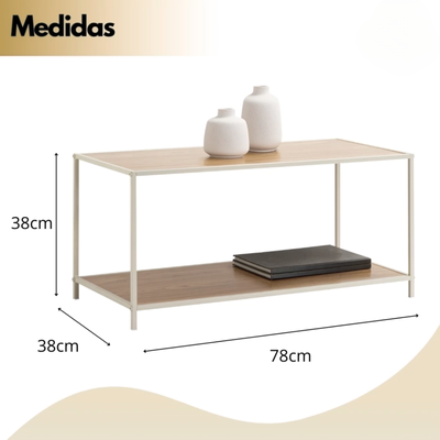 Mesa Ratona Auxiliar Rectangular Hierro + Madera Mdf 
