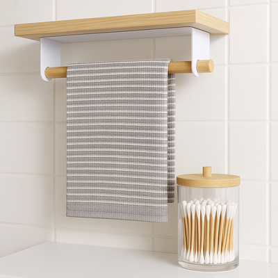 Portarrollo Nordico Metal y Madera Blanco