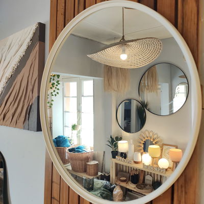 Espejo redondo 60cm Simil Hierro Blanco