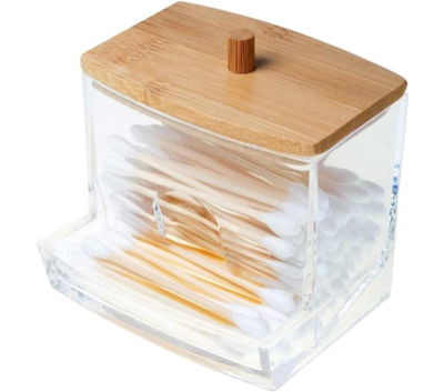 PORTA HISOPOS ACRILICO Y BAMBU
