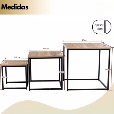 Mesa Ratona Set X3 Arrime Apoyo Hierro Auxiliar Industrial