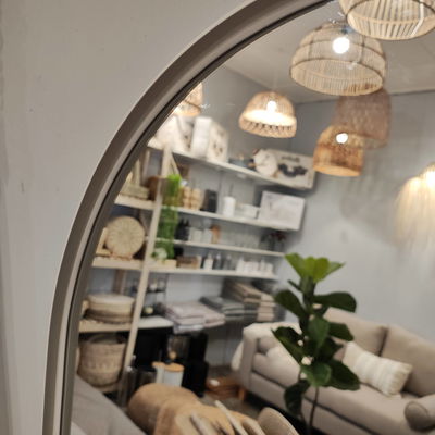 Espejo medio punto 1600x600 Simil Hierro Blanco