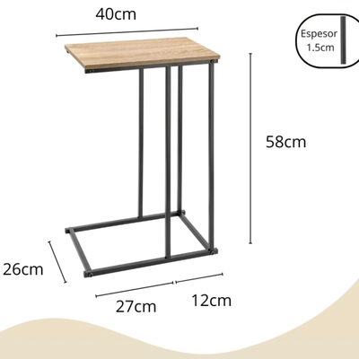 Mesa De Arrime Auxiliar Moderna Calidad Hierro Madera