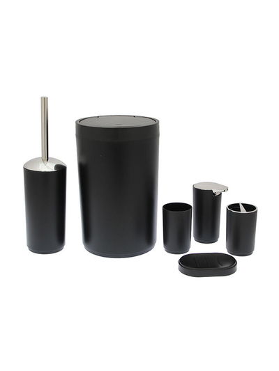 Set de Baño 6 Piezas Moderno – Dispenser, Jabonera, Vaso, Porta Cepillo, Escobilla y Cesto