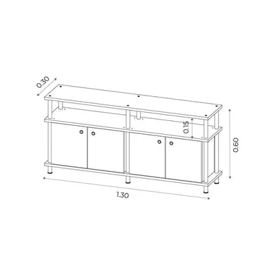 Rack para TV Industrial con 2 Módulos 130x30x60 cm