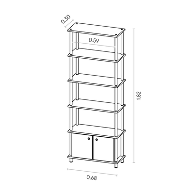 Biblioteca Industrial con Módulo Inferior 68x30x182 cm
