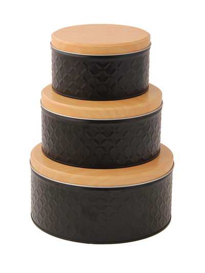 Set de 3 Latas Organizadoras Redondas Decorativas