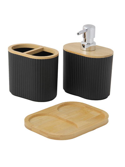 Set de Baño 3 Piezas  con Bambú – Moderno y Elegante
