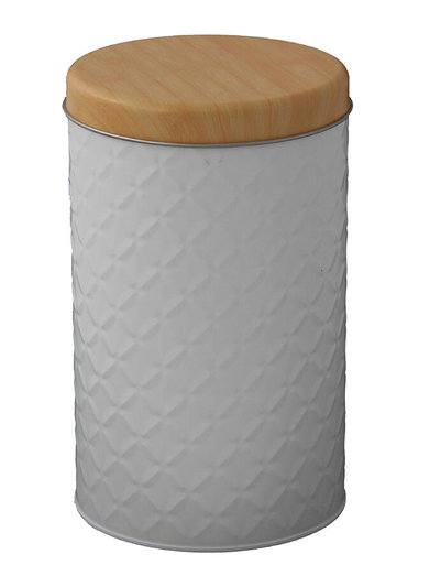 Lata metálica en color Blanco o Negro y Madera 11x11x18 cm Diseño Moderno