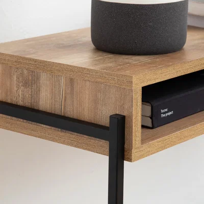 Recibidor Industrial de Madera y Hierro con 2 Secciones 100x30x90 cm