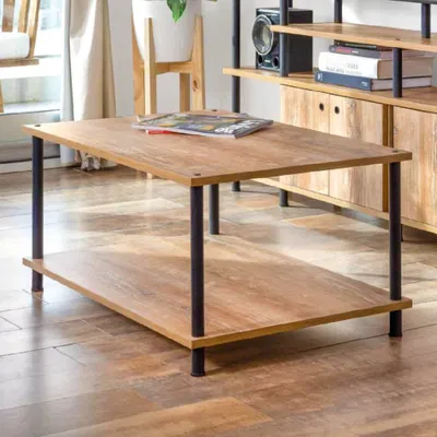 Mesa Ratona Industrial de Madera y Hierro 90x60x43 cm