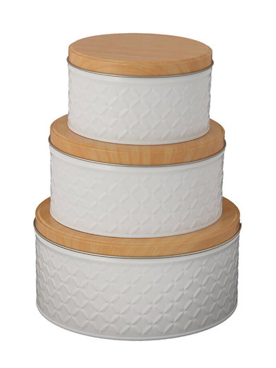 Set de 3 Latas Organizadoras Redondas Decorativas