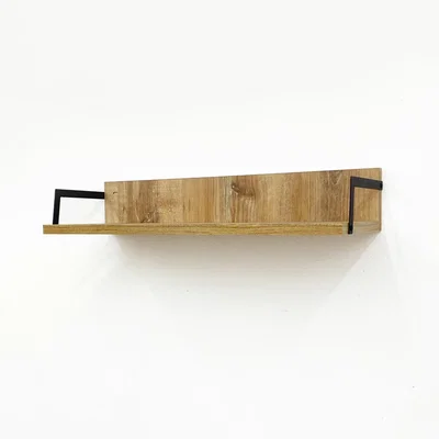 Repisa Industrial Colgante de Madera y Hierro 60x22x10 cm