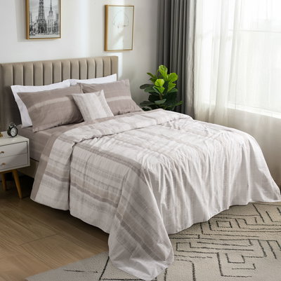 Juego de Sábanas ALCOYANA RITMO CLÁSICA - 1 PLAZA ½ Abstrac Visón