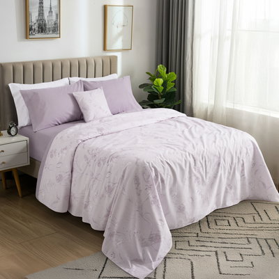 Juego de Sábanas ALCOYANA RITMO CLÁSICA - 1 PLAZA ½ Abril Lila