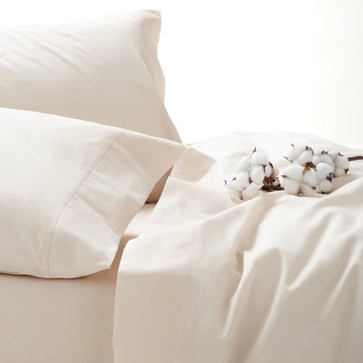 Juego de sábanas Queen Percal 300 Hilos 100% Algodón Premium Natural - Palette Ivory Pura